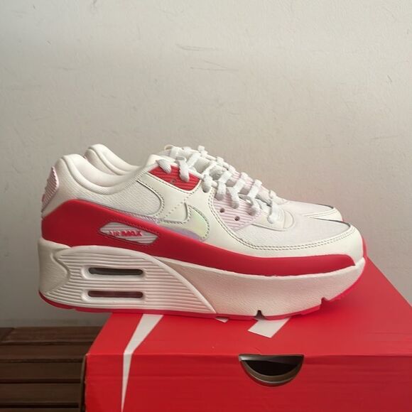 Nike Air Max 90 LV8 Sail/Multi-Color Siren Red US Women 8.5/UK6/EU40(HF5073-133) - Picture 7 of 13